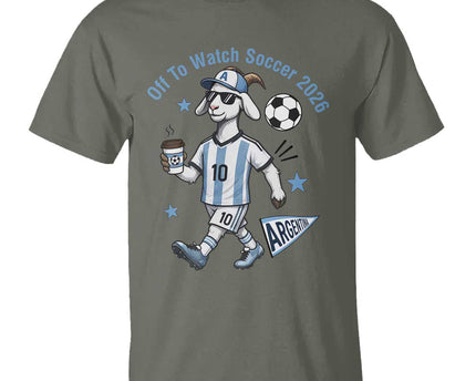 Funny Goat Football Lover T-Shirt Off To Watch Argentina Soccer 2026