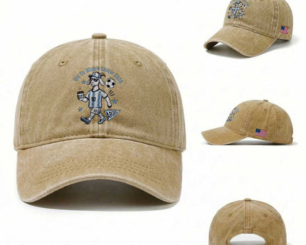 Funny Goat Football Lover Washed Cotton Baseball Cap Off To Watch Argentina Soccer 2026