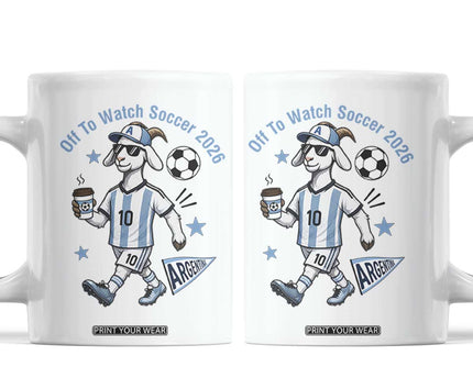 Funny Goat Football Lover Coffee Mug Off To Watch Argentina Soccer 2026