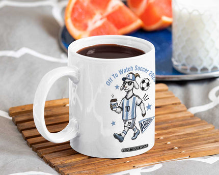 Funny Goat Football Lover Coffee Mug Off To Watch Argentina Soccer 2026