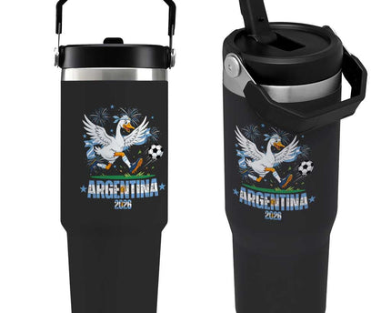 Funny Argentina Soccer Goose Flip Straw Tumbler Football Fan Graphic