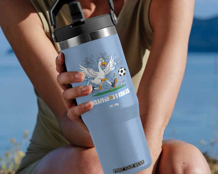 Funny Argentina Soccer Goose Flip Straw Tumbler Football Fan Graphic