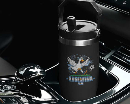 Funny Argentina Soccer Goose Flip Straw Tumbler Football Fan Graphic