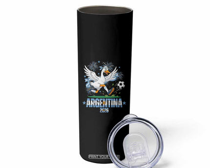 Funny Argentina Soccer Goose Skinny Tumbler Football Fan Graphic