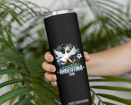 Funny Argentina Soccer Goose Skinny Tumbler Football Fan Graphic