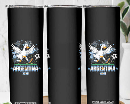 Funny Argentina Soccer Goose Skinny Tumbler Football Fan Graphic