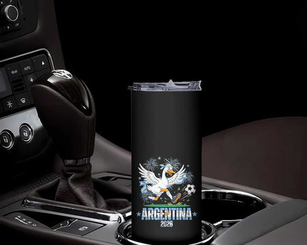 Funny Argentina Soccer Goose Skinny Tumbler Football Fan Graphic