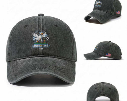 Funny Argentina Soccer Goose Washed Cotton Baseball Cap Football Fan Graphic