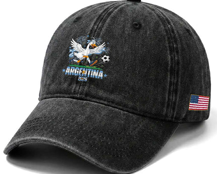 Funny Argentina Soccer Goose Washed Cotton Baseball Cap Football Fan Graphic