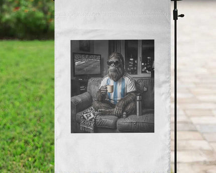 Funny Bigfoot Watching Soccer Garden Flag Argentina Futbol Fan