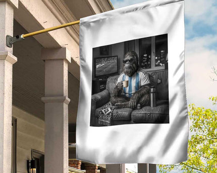 Funny Bigfoot Watching Soccer Garden Flag Argentina Futbol Fan