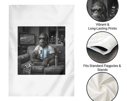 Funny Bigfoot Watching Soccer Garden Flag Argentina Futbol Fan