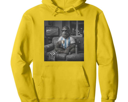 Funny Bigfoot Watching Soccer Hoodie Argentina Futbol Fan