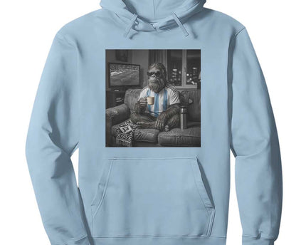 Funny Bigfoot Watching Soccer Hoodie Argentina Futbol Fan
