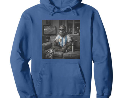 Funny Bigfoot Watching Soccer Hoodie Argentina Futbol Fan