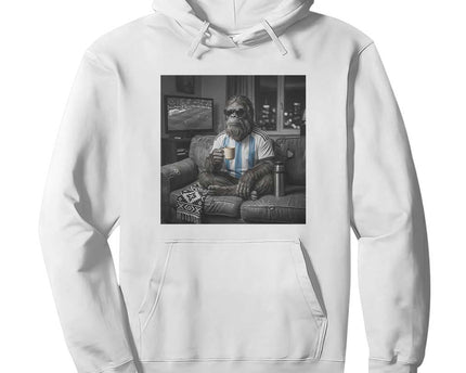 Funny Bigfoot Watching Soccer Hoodie Argentina Futbol Fan