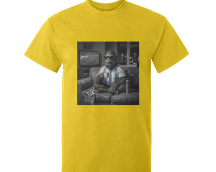 Funny Bigfoot Watching Soccer T-Shirt For Kid Argentina Futbol Fan