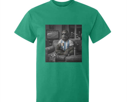 Funny Bigfoot Watching Soccer T-Shirt For Kid Argentina Futbol Fan