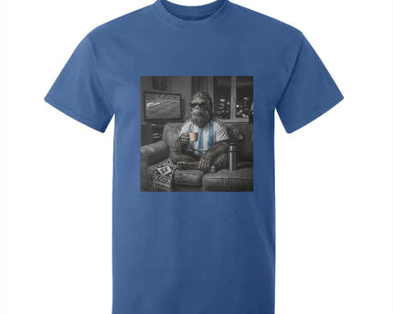 Funny Bigfoot Watching Soccer T-Shirt For Kid Argentina Futbol Fan