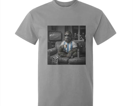 Funny Bigfoot Watching Soccer T-Shirt For Kid Argentina Futbol Fan