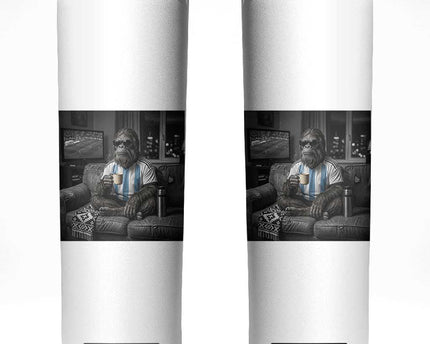 Funny Bigfoot Watching Soccer Skinny Tumbler Argentina Futbol Fan