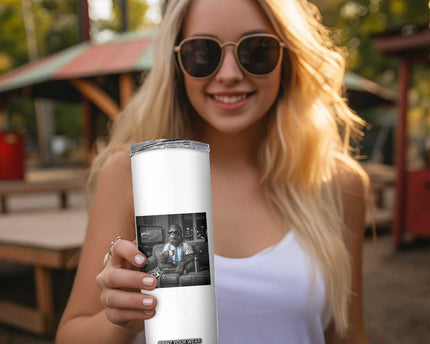 Funny Bigfoot Watching Soccer Skinny Tumbler Argentina Futbol Fan