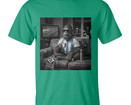 Funny Bigfoot Watching Soccer T-Shirt Argentina Futbol Fan