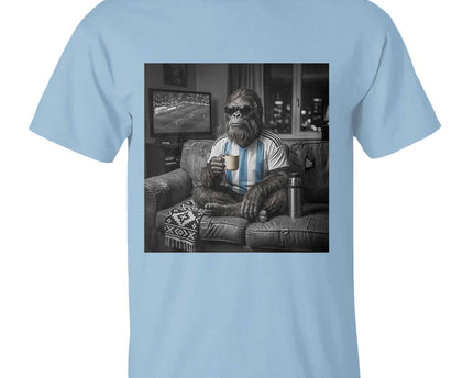 Funny Bigfoot Watching Soccer T-Shirt Argentina Futbol Fan