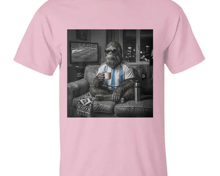 Funny Bigfoot Watching Soccer T-Shirt Argentina Futbol Fan