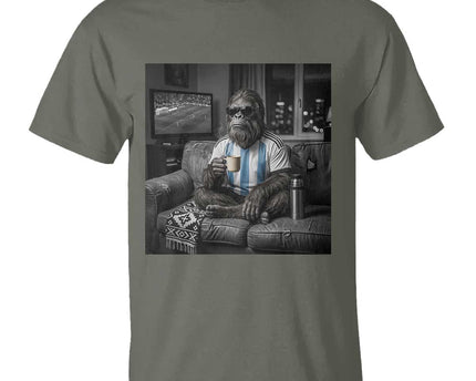 Funny Bigfoot Watching Soccer T-Shirt Argentina Futbol Fan