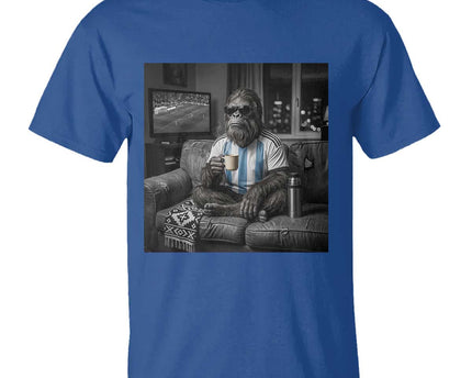 Funny Bigfoot Watching Soccer T-Shirt Argentina Futbol Fan