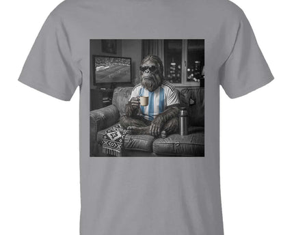 Funny Bigfoot Watching Soccer T-Shirt Argentina Futbol Fan