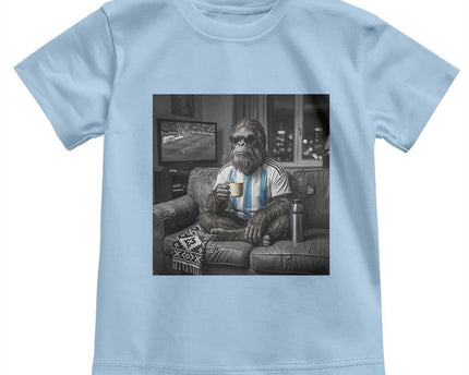 Funny Bigfoot Watching Soccer Toddler T-Shirt Argentina Futbol Fan