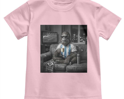 Funny Bigfoot Watching Soccer Toddler T-Shirt Argentina Futbol Fan