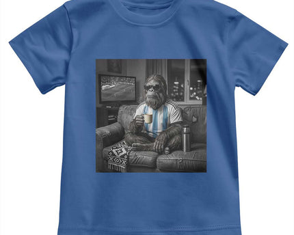 Funny Bigfoot Watching Soccer Toddler T-Shirt Argentina Futbol Fan