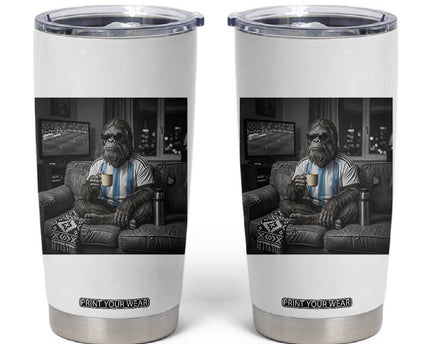 Funny Bigfoot Watching Soccer Tumbler Cup Argentina Futbol Fan