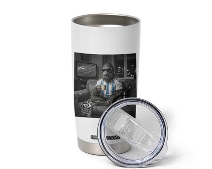 Funny Bigfoot Watching Soccer Tumbler Cup Argentina Futbol Fan