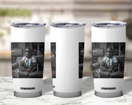 Funny Bigfoot Watching Soccer Tumbler Cup Argentina Futbol Fan