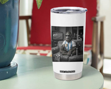 Funny Bigfoot Watching Soccer Tumbler Cup Argentina Futbol Fan
