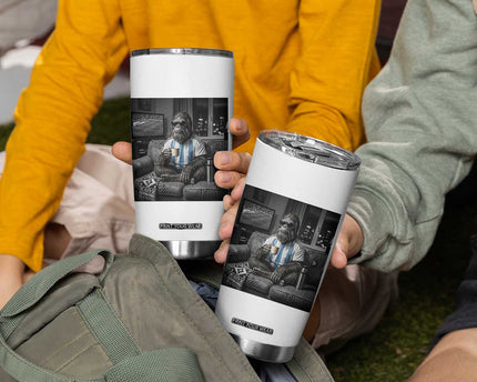 Funny Bigfoot Watching Soccer Tumbler Cup Argentina Futbol Fan