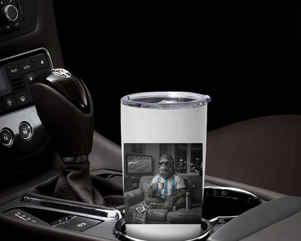 Funny Bigfoot Watching Soccer Tumbler Cup Argentina Futbol Fan
