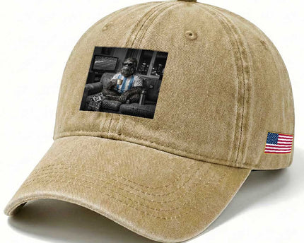 Funny Bigfoot Watching Soccer Washed Cotton Baseball Cap Argentina Futbol Fan