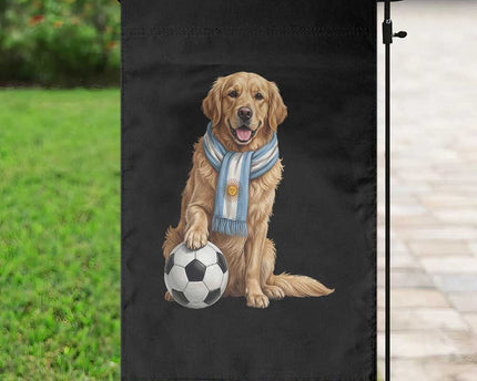 Golden Retriever Soccer Fan Garden Flag Argentina Football Pride