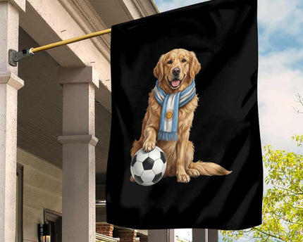 Golden Retriever Soccer Fan Garden Flag Argentina Football Pride