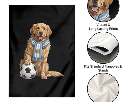 Golden Retriever Soccer Fan Garden Flag Argentina Football Pride