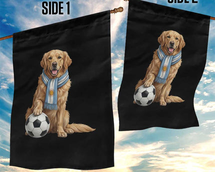 Golden Retriever Soccer Fan Garden Flag Argentina Football Pride