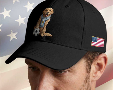 Golden Retriever Soccer Fan Baseball Cap Argentina Football Pride