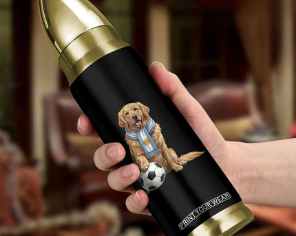 Golden Retriever Soccer Fan Bullet Tumbler Argentina Football Pride