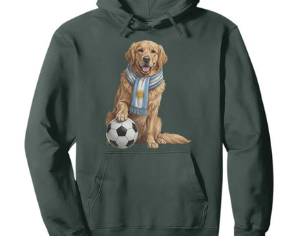 Golden Retriever Soccer Fan Hoodie Argentina Football Pride