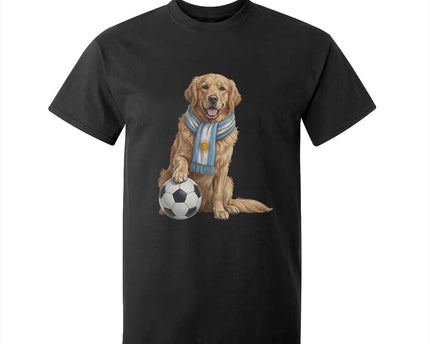 Golden Retriever Soccer Fan T-Shirt For Kid Argentina Football Pride